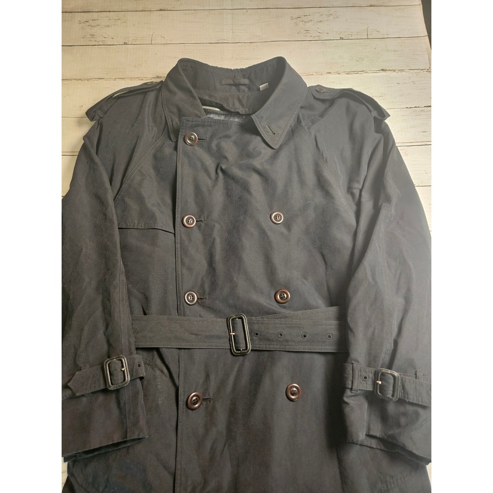 London Fog Limited Edition Black Double Breasted Trench Coat Removable Liner 40R